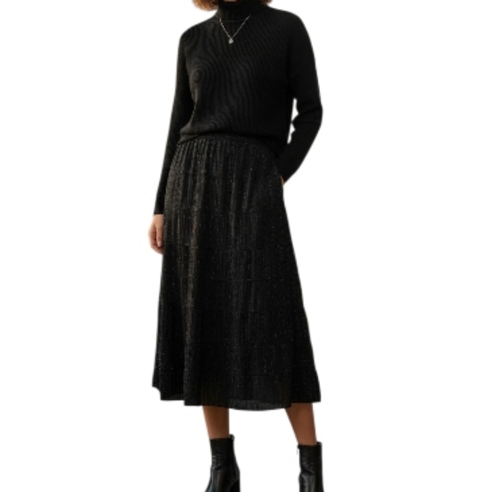 ​🖤 Vintage S. Edward Black Sparkly A-Line Midi Skirt